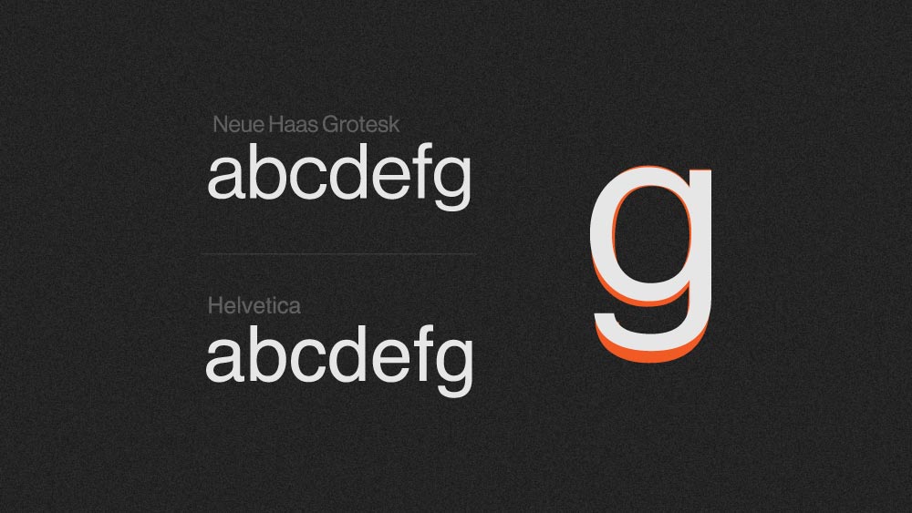 HelvetivaとNeue Haas Groteskの文字の比較